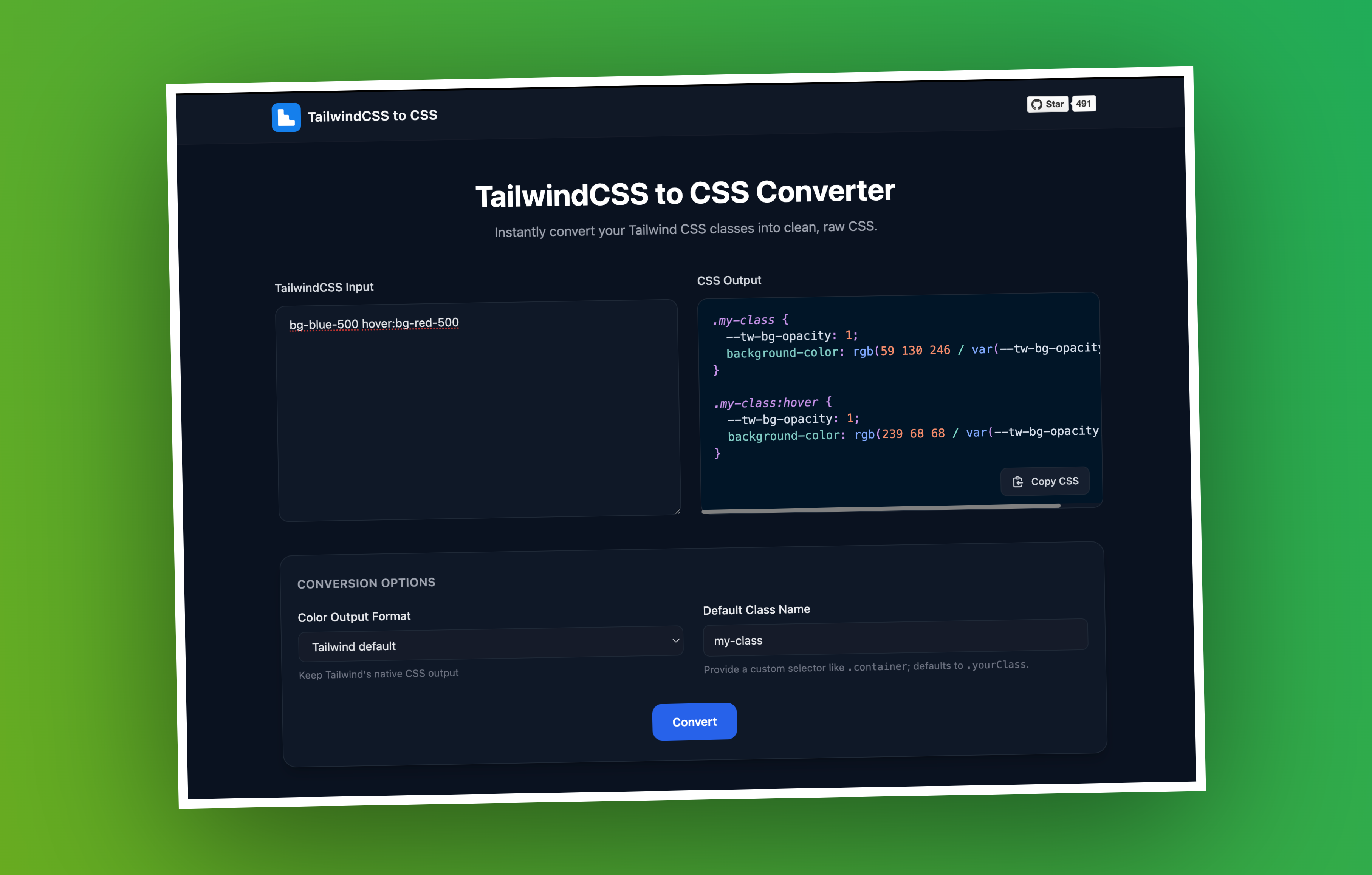 TailwindCSS to CSS Converter – Clean CSS from Tailwind Classes